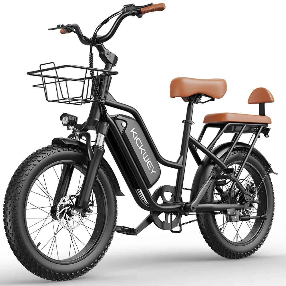 KICKWEY LD20 Electric Bicycle, 1500W, 48V, 20AH, 250W Electric Road Bike. Double Seat for Adults And Kids. 20x3.0 Fat Tire,  E-Bike for Adults