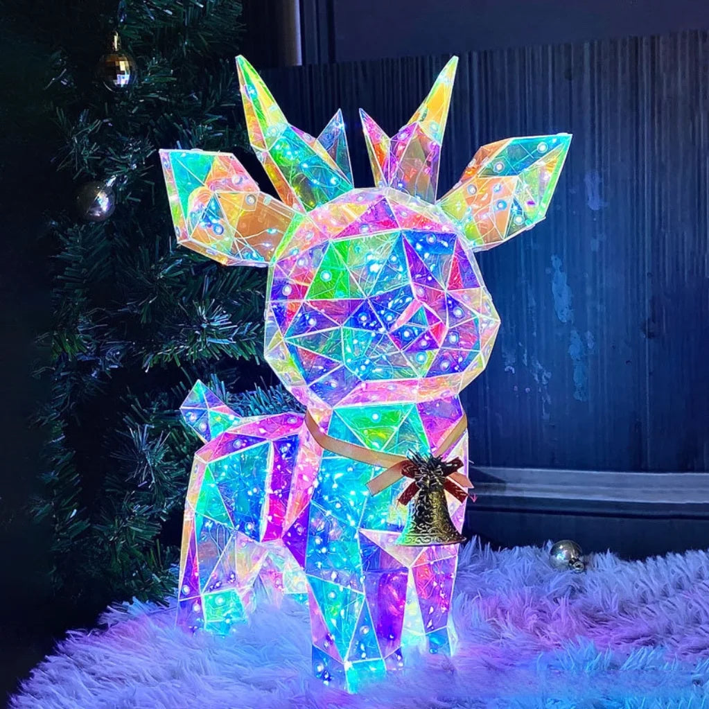 Christmas Colorful Snowman and Reindeer. LED Glowing Santa Claus, Elf, and Gnome Figurines. Christmas Decorations