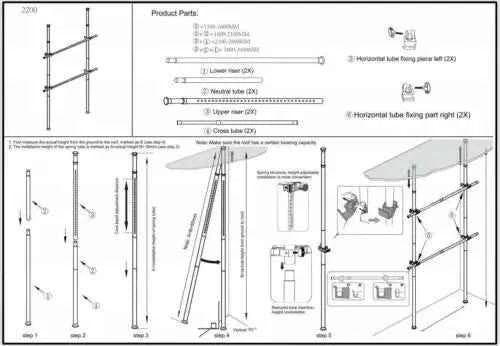 Garment Rack Clothes Storage Hanger Organizer Ceiling Top & Floor Metal Closet