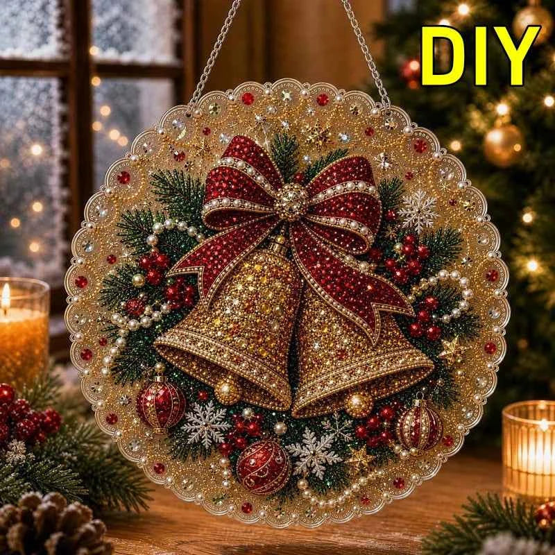 New Christmas Pearl Diamond Kit. DIY. Dog, Cat, Hummingbird, & More Patterns. Acrylic Circular Board With Lace Edges Wall Decorate Gifts