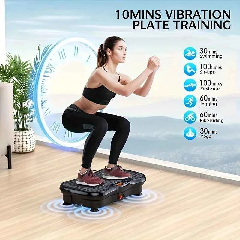 Exercise Machine with Resistance Bands Compact Vibration Platform for Full-Body Workout.USB Powered No Battery