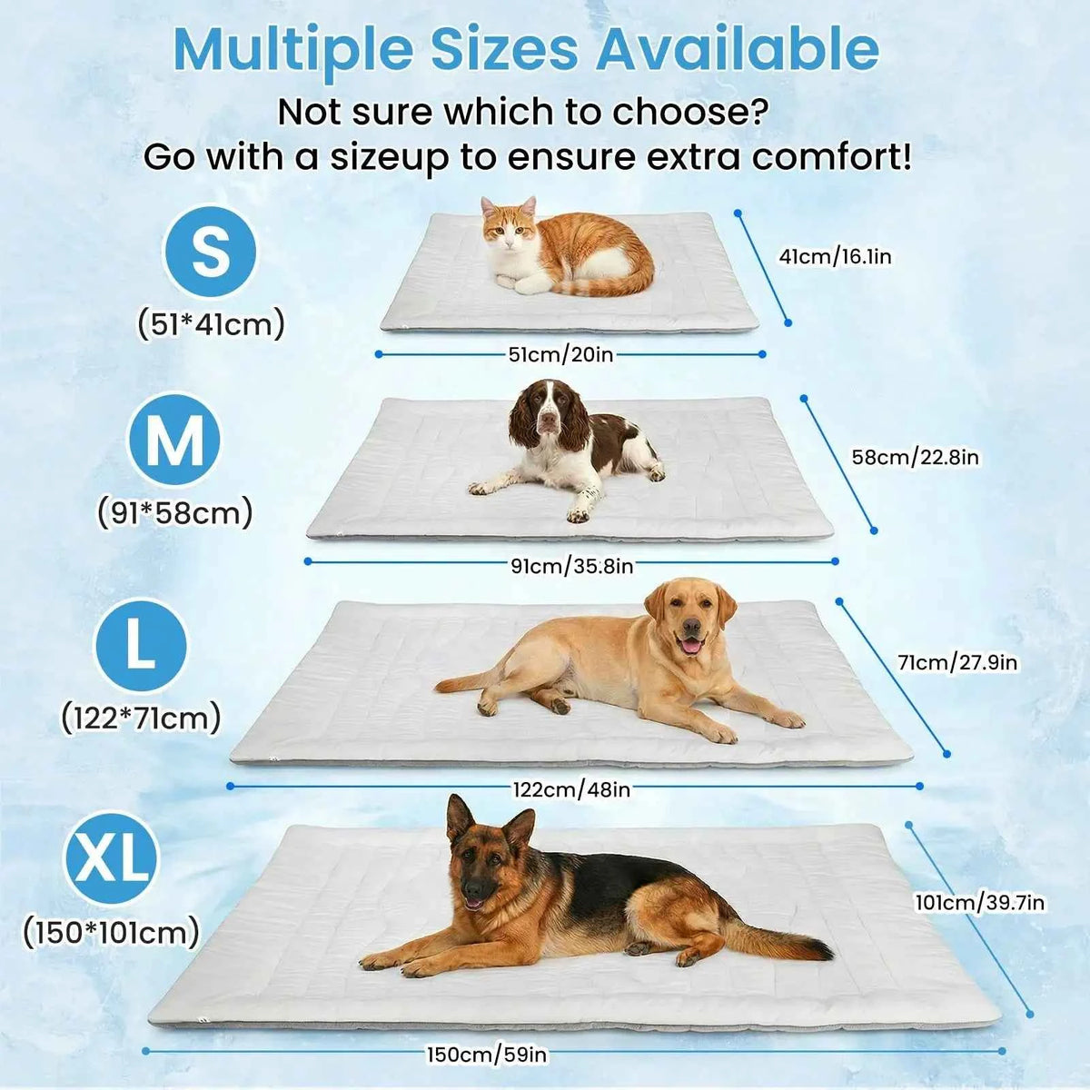 Non-Slip Washable Pet Cooling Mat Blanket,