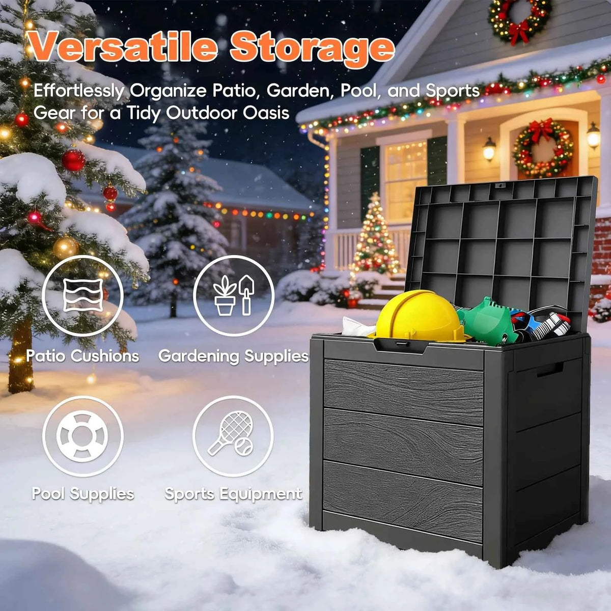 35 Gallon Large Outdoor Resin Storage Box With Lockable Lid - Heavy-Duty Deck Box For Patio Furniture Cushions, Pool Accessories