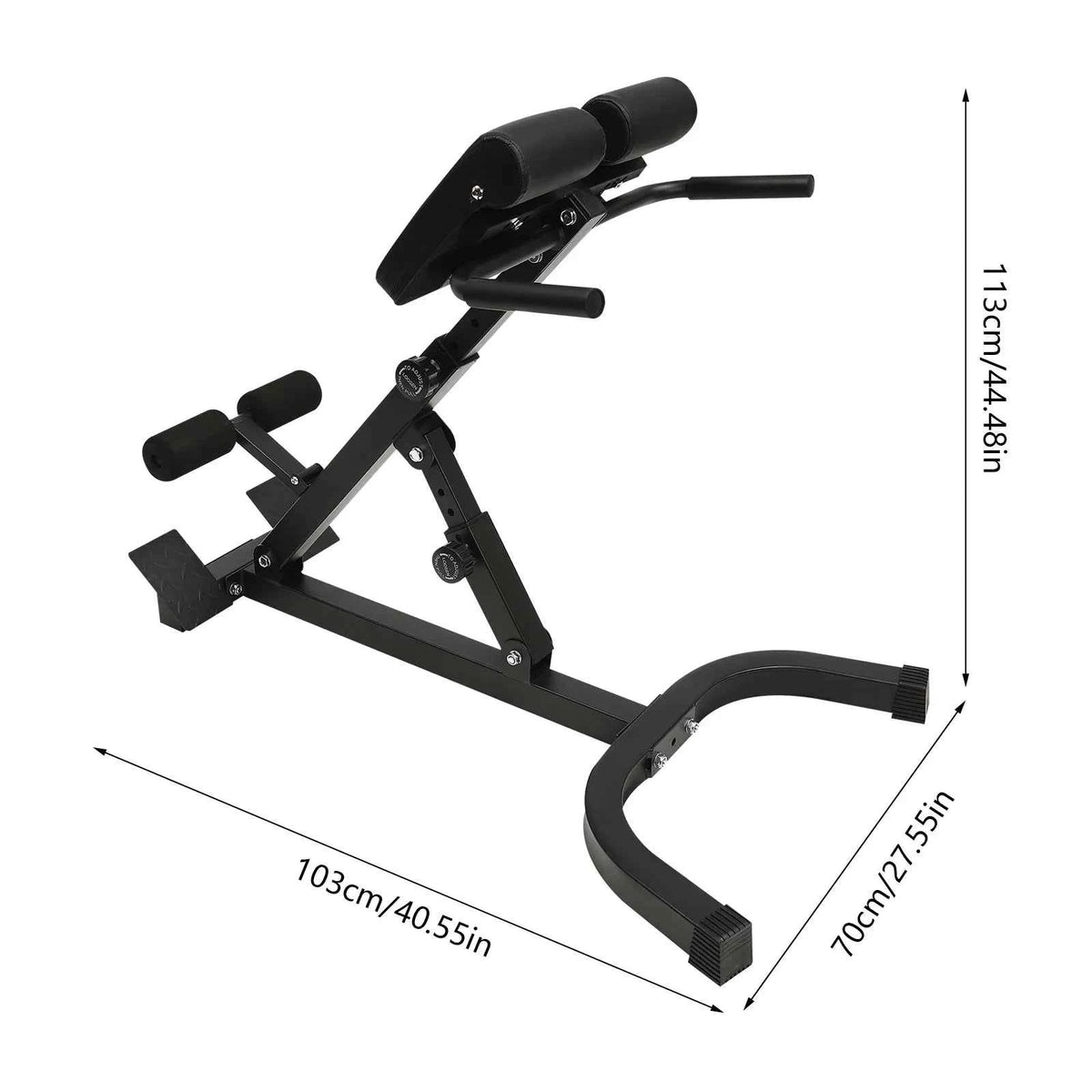 Roman Chair Back Extension Machine, 330LBS. Abdominal Exercise Equipment, Multi-Functional Hyperextension Back Strength Exercise Bench, w/Rubber Foot Covers, suitable for Home, Gym, and Hotels
