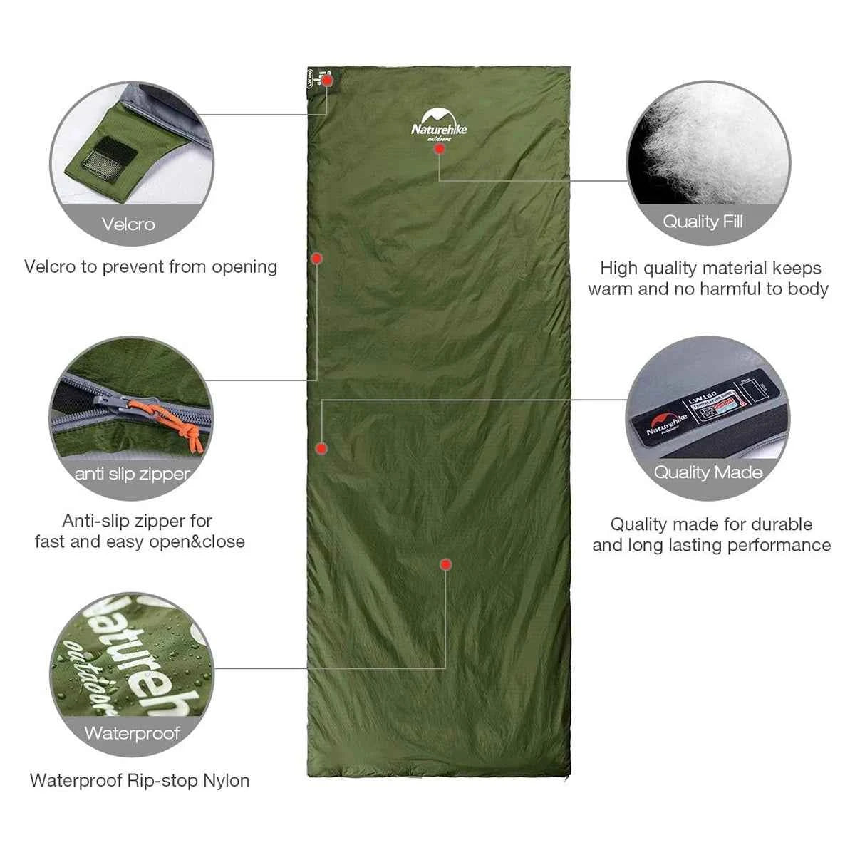 Naturehike Ultralight Sleeping Bag. Large LW180 Envelope. Backpacking Sleeping Bag. Portable ,Waterproof, Summer Camping Sleeping Bag