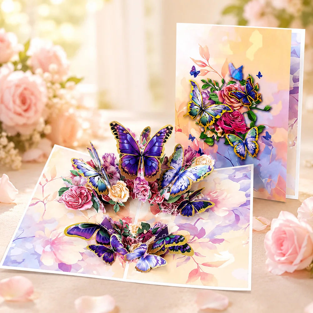 3D Pop Up Flower Greeting Cards or Wedding Card or Anniversary, Thanksgiving, Valentines Day, Birthday, Gift, Thank You Cards, or Handmade Cards
