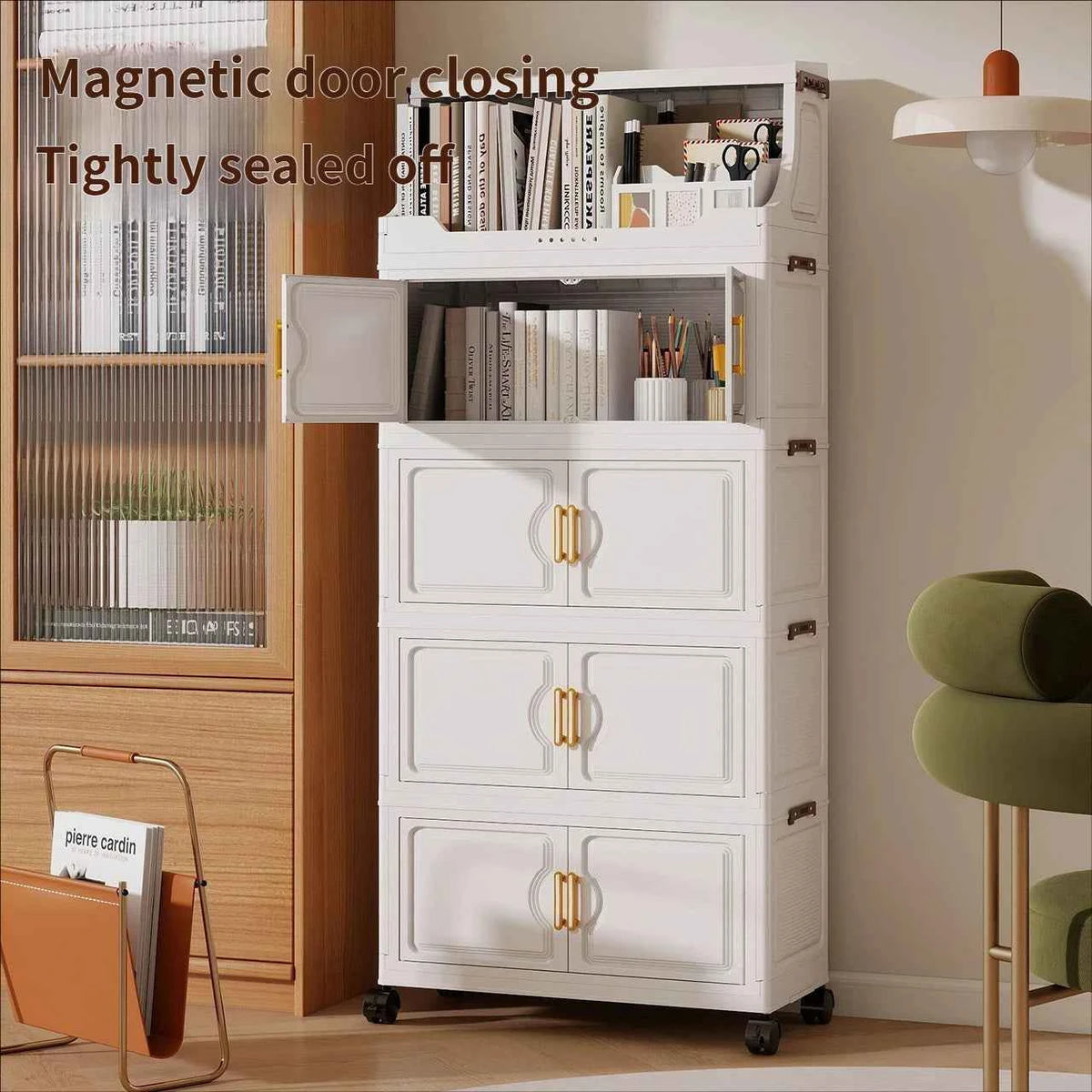 Multi-layer Storage Rack. Plastic Stand. Foldable Floor-standing Cabinet.