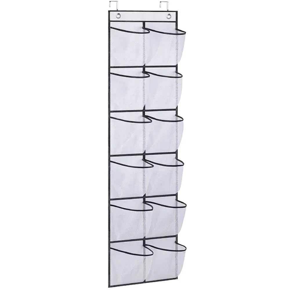 12 Pockets Over the Door Organizer. Large Mesh Pockets With 2 Hooks Transparent Fabric