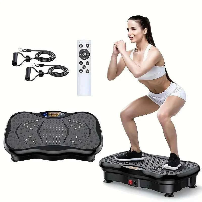 Exercise Machine with Resistance Bands Compact Vibration Platform for Full-Body Workout.USB Powered No Battery
