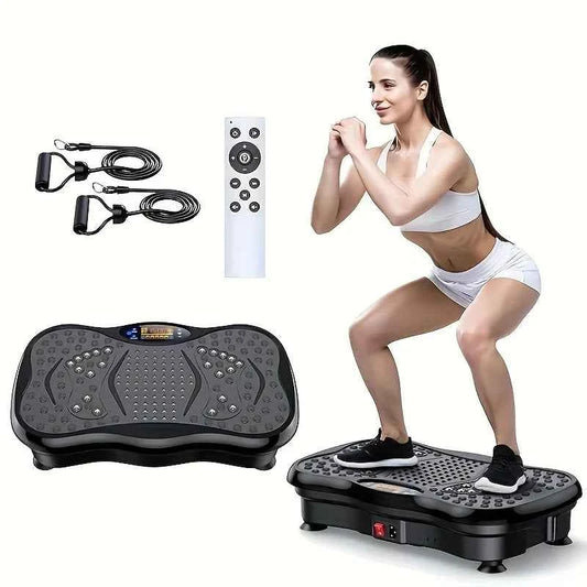 Exercise Machine with Resistance Bands Compact Vibration Platform for Full-Body Workout.USB Powered No Battery