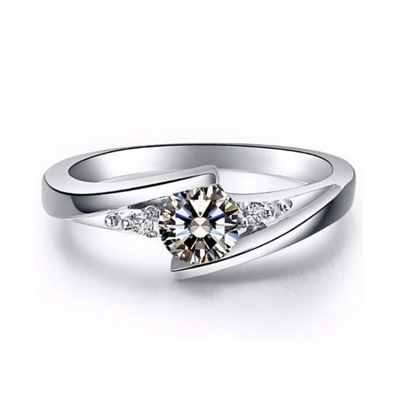 Silver Plated Stainless Steel Rings For Women | Square Cubic Zircon Ring | Jewelry Accessories Wholesale Size 5-10