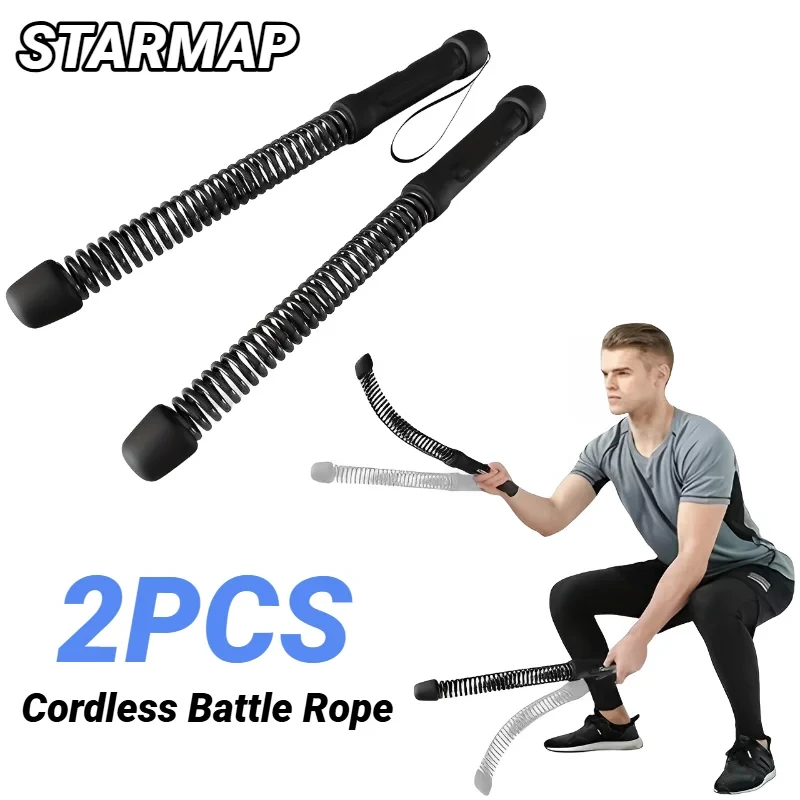 Portable Quiet Weighted Cordless Battle Ropes. Space Saving Ropeless Fitness Equipment For Full Body Training. Home, Indoor, and Outdoor Use