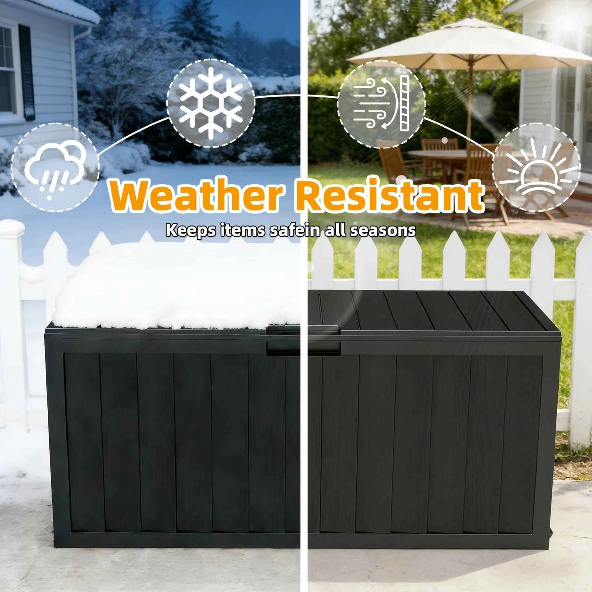 35 Gallon Large Outdoor Resin Storage Box With Lockable Lid - Heavy-Duty Deck Box For Patio Furniture Cushions, Pool Accessories