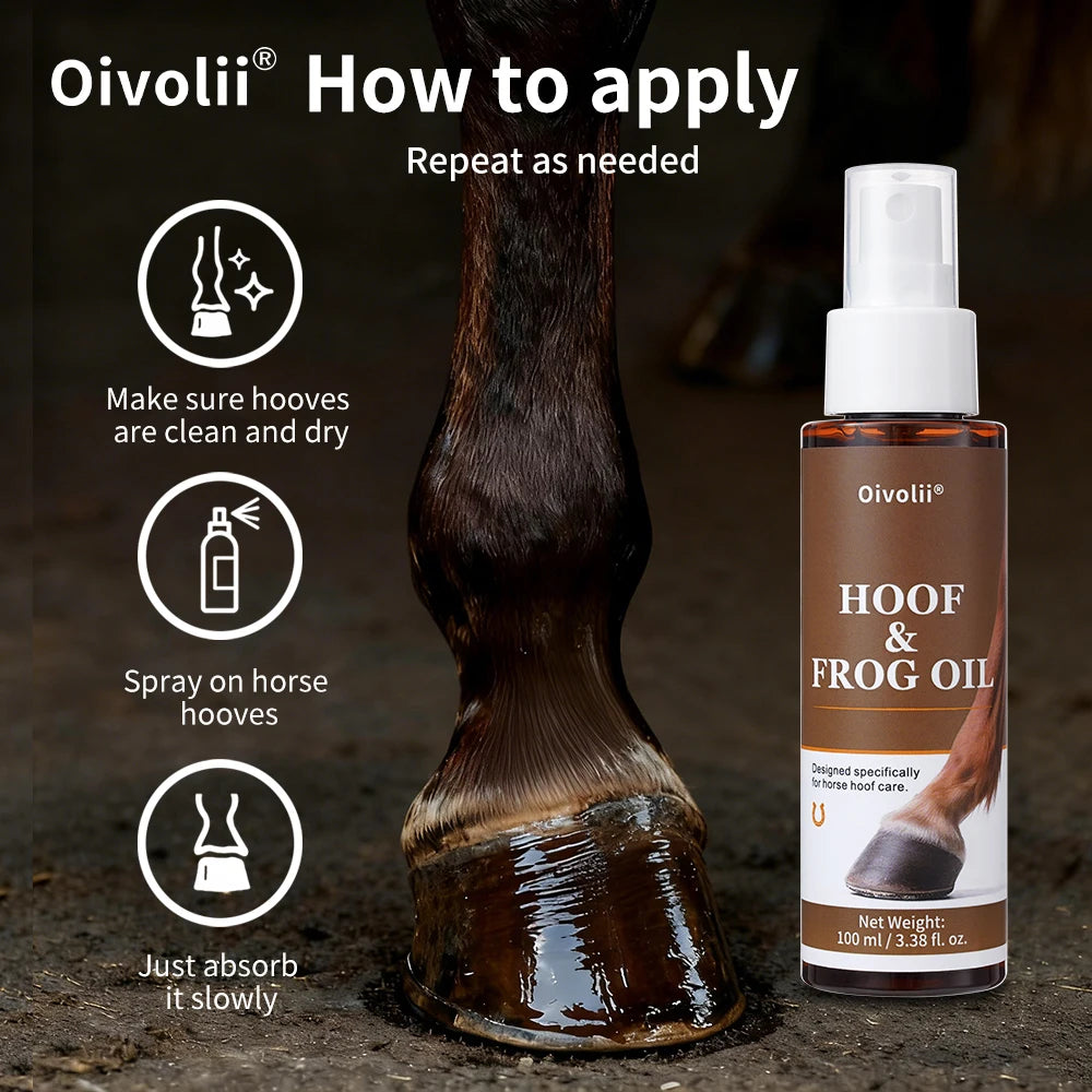Oivolii Hoof Care Oil Spray, Deep Penetrating Formula Moisturizes Dry Hooves, Repairs Splits & Addresses Contracted Heels for Horses