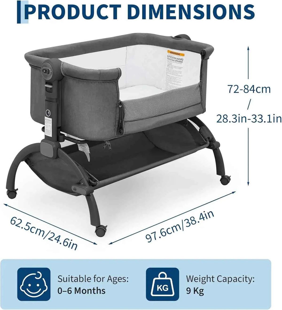 Garvee 2-in-1 Baby Cribs Multifunctional Bedside Swing Cradle. Sleeper Baby Changing Table for Sleepers. Multi-functional Furniture for Kids