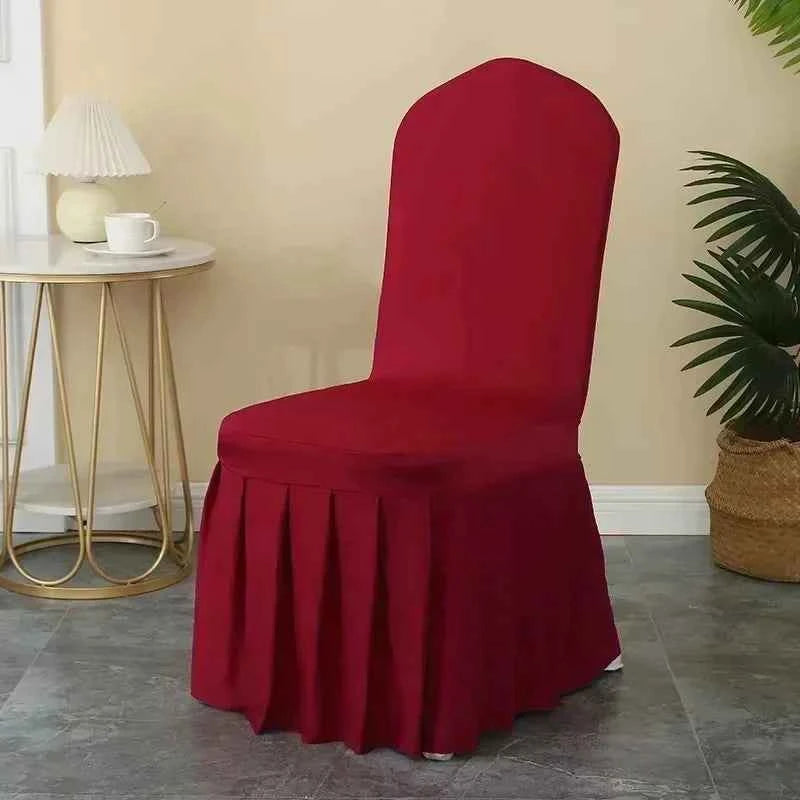 50/100pcs Pleated Skirt Spandex Chair Cover. Hotel Banquet, Party Events, Wedding Decoration. Dining Room Seat Protector Covers