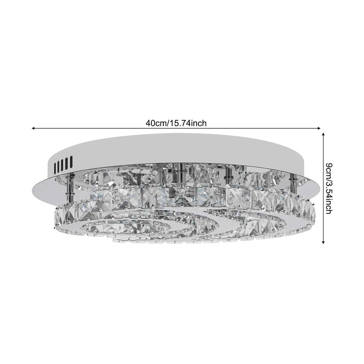 Modern Moon Shaped Ceiling Light, LED Crystal Flush Mount Chandelier.