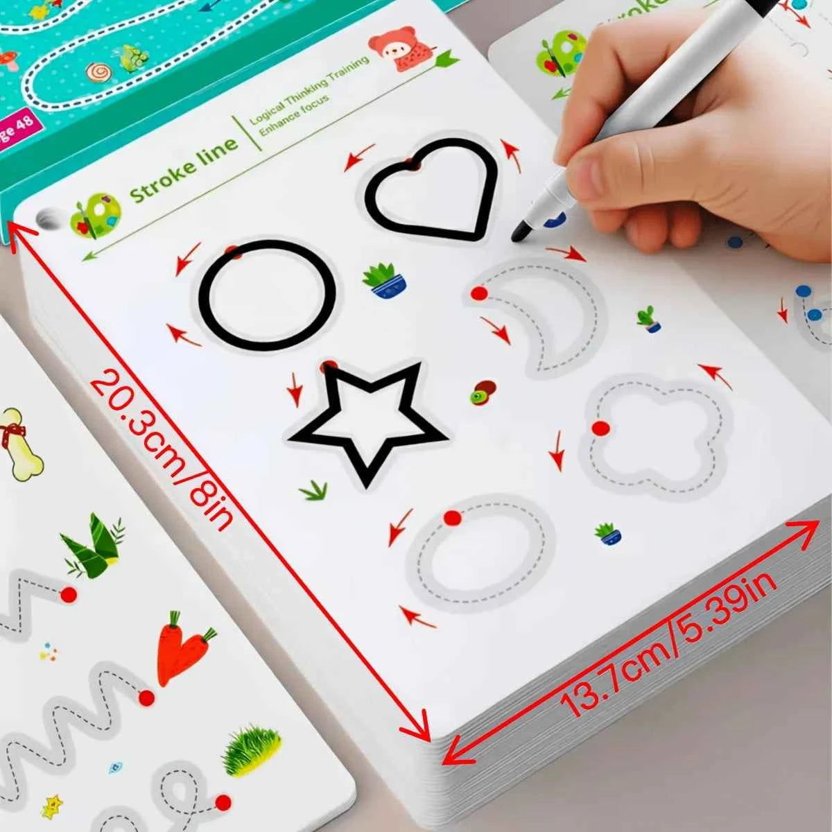 Reusable Magic Practice - 4-Book Set for Pen Control, Letters & Numbers | 128 Pages Handwriting Workbook for Kids Ages 3-8 | Homeschool & Classroom Supplies