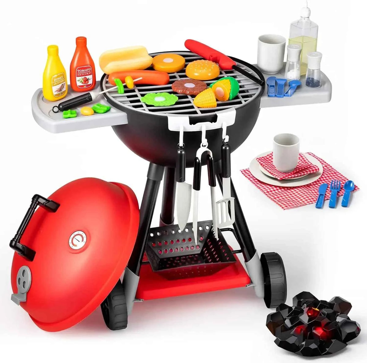 JOYFY 34 PCS  Interactive Toy  BBQ Play Grill Set,
