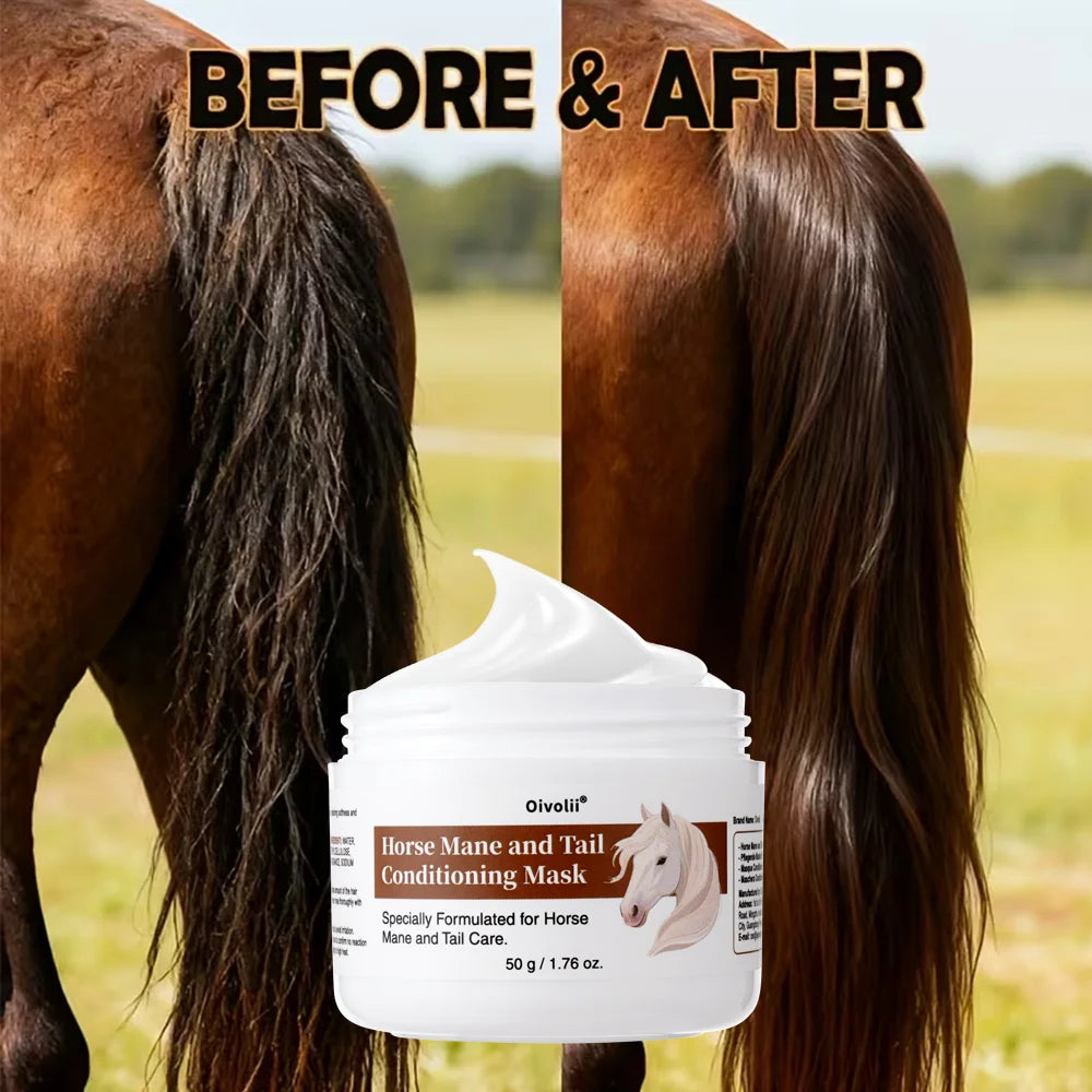 Horse Mane And Tail Deep Conditioning Mask with Nourishing Detangler for Shiny Smooth Manageable Hair. Ideal for All Horse Breeds