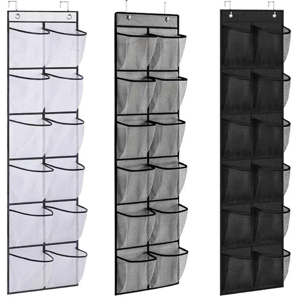 12 Pockets Over the Door Organizer. Large Mesh Pockets With 2 Hooks Transparent Fabric