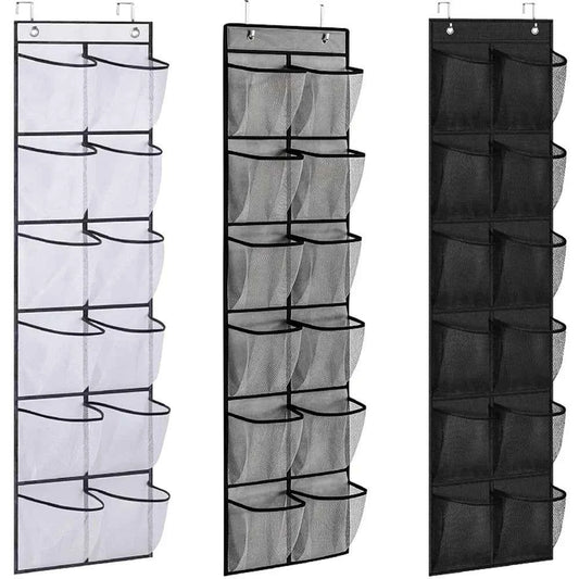 12 Pockets Over the Door Organizer. Large Mesh Pockets With 2 Hooks Transparent Fabric