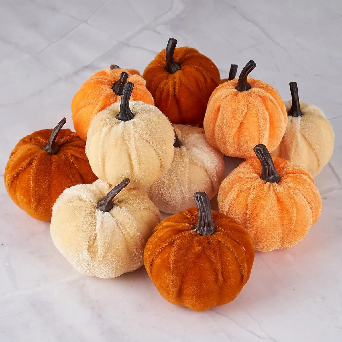 Pumpkin Decor 12pcs of Artificial Velvet. Fall Thanksgiving Decoration
