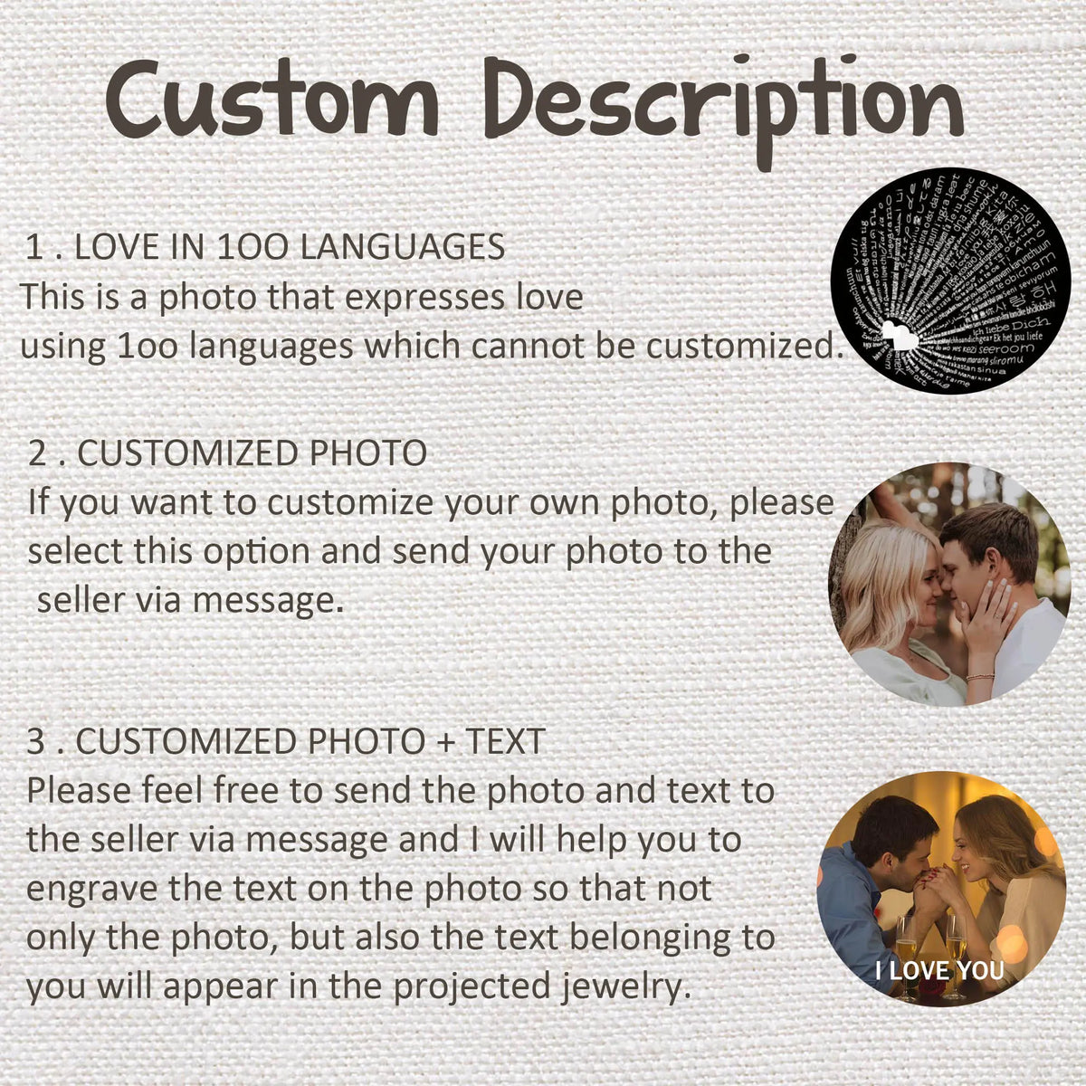 Custom Photo Projection Bracelet, Adjustable Woven Titanium Steel Pendant. DIY Picture Bracelet Jewelry. Valentine's Day Gift