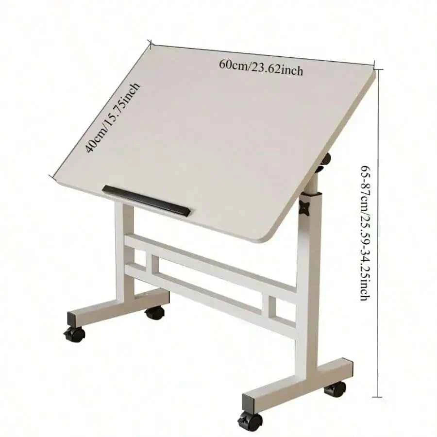 3 Colors, Adjustable Height, 360° Swivel Folding Desk On Wheels With Sturdy Frame, Suitable For Home Office Space, Dorm Room