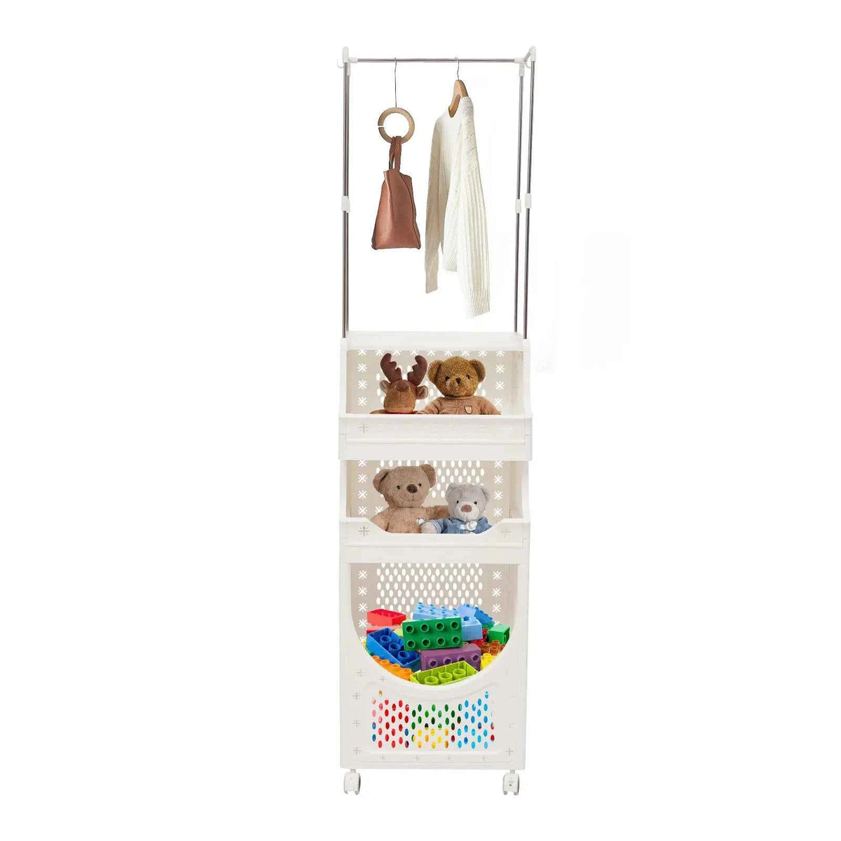 Laundry Basket with Wheels Laundry Hamper Cart with Clothes Rack Dirty Clothes Hamper