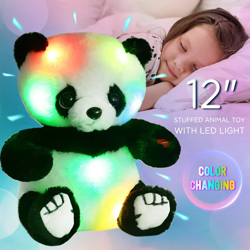 12'' Light Up Panda. Stuffed Animals Kawaii Panda Bear Plush w/ LED Light, Christmas, or Birthday Gift for Kids.  Hugging Toy