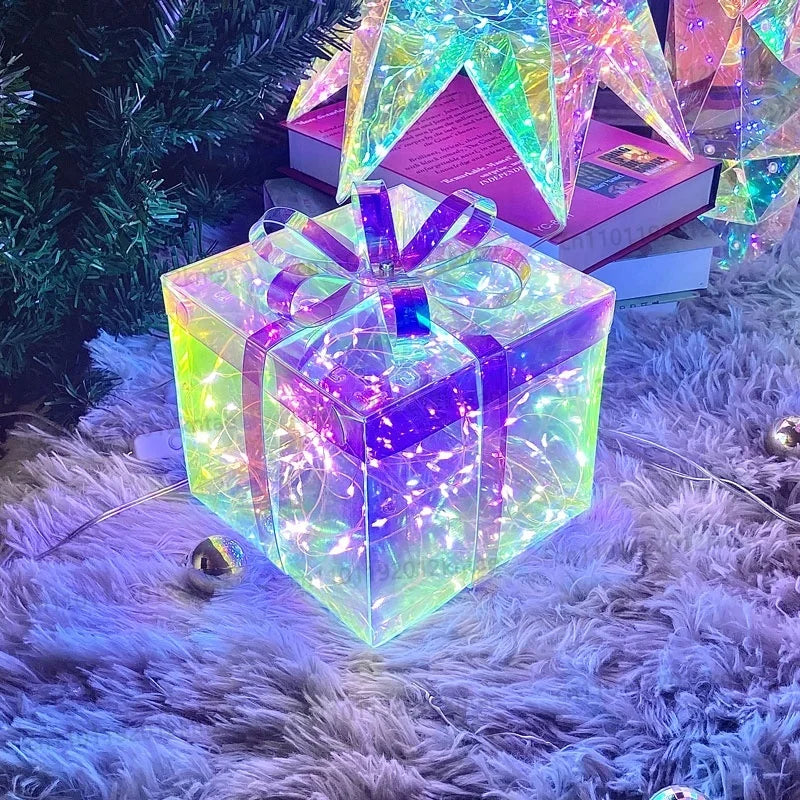 Christmas Colorful Snowman and Reindeer. LED Glowing Santa Claus, Elf, and Gnome Figurines. Christmas Decorations
