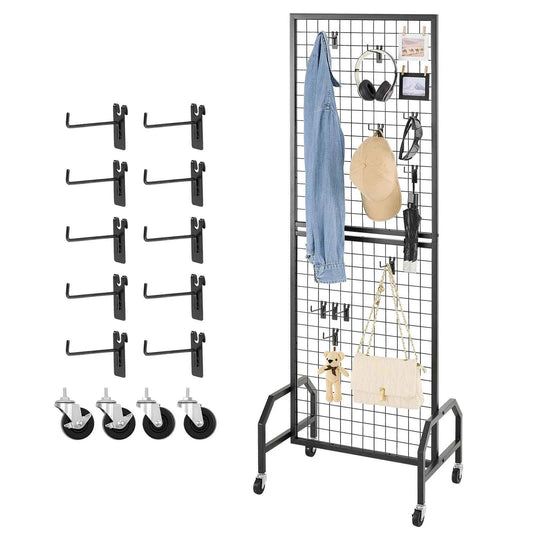 Grid Wall Panel. Wire Grid Panels. Display Rack Movable Art Display Shelf with Wheel Carbon Steel