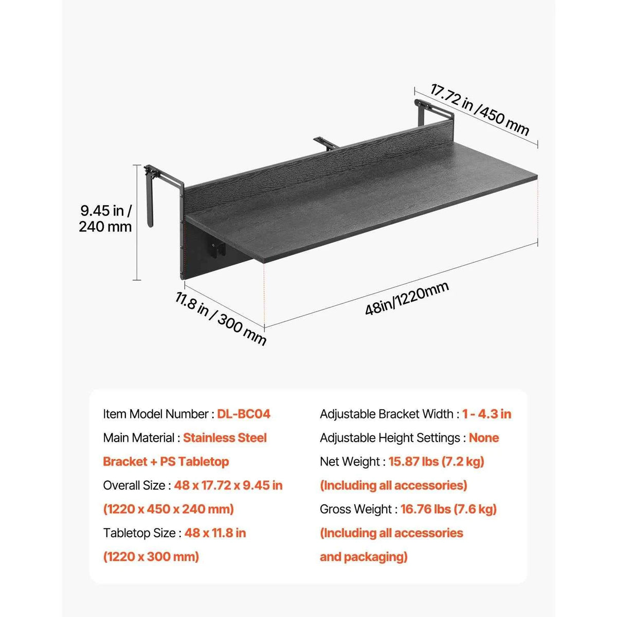 SucceBuy Balcony Hanging Table.. Folding Balcony Railing Table. Outdoor Serving Table for Patio Deck