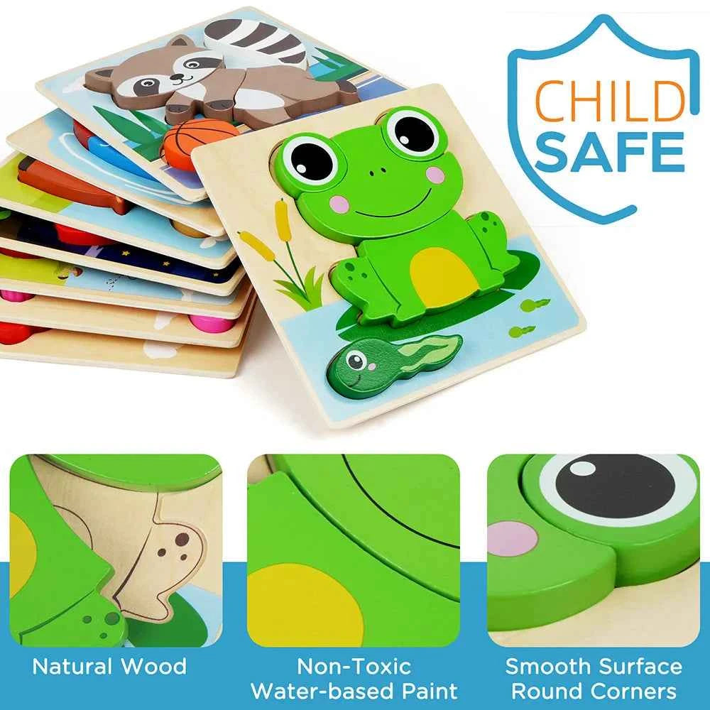 8 Pack Animal Wooden Puzzles Toys For Toddlers, Educational. Great for  Christmas, Birthday, & Thanksgiving Gifts