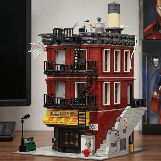Spider Deli Apartment Building Blocks With 11 Figures. Films Hero Classic City Modular Assembly. Model Kit, Creative Gift 3559PCS