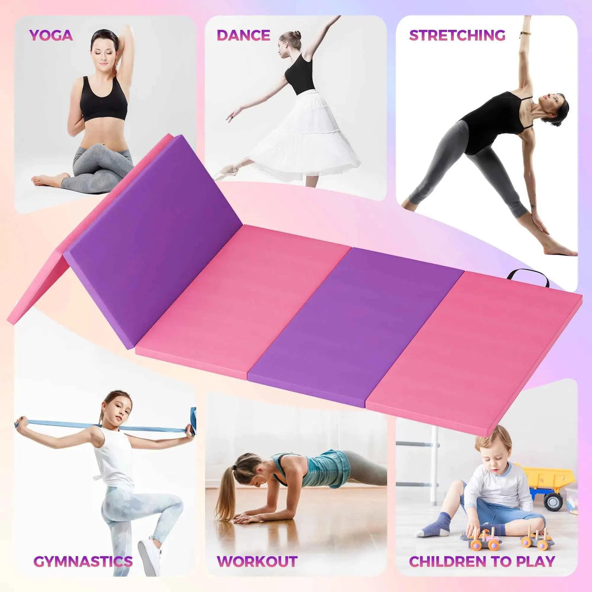 4-/5-fold Exercise Mats, Gymnastics Tumbling Mats, Thick Portable Home or Gym Floor Pad for Yoga, Pilates, Aerobics
