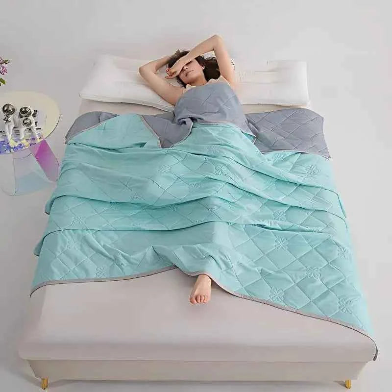 Queen Size Cooling Blanket - Breathable & Lightweight Cooling Comforter, Ice Silk Thin Quilt