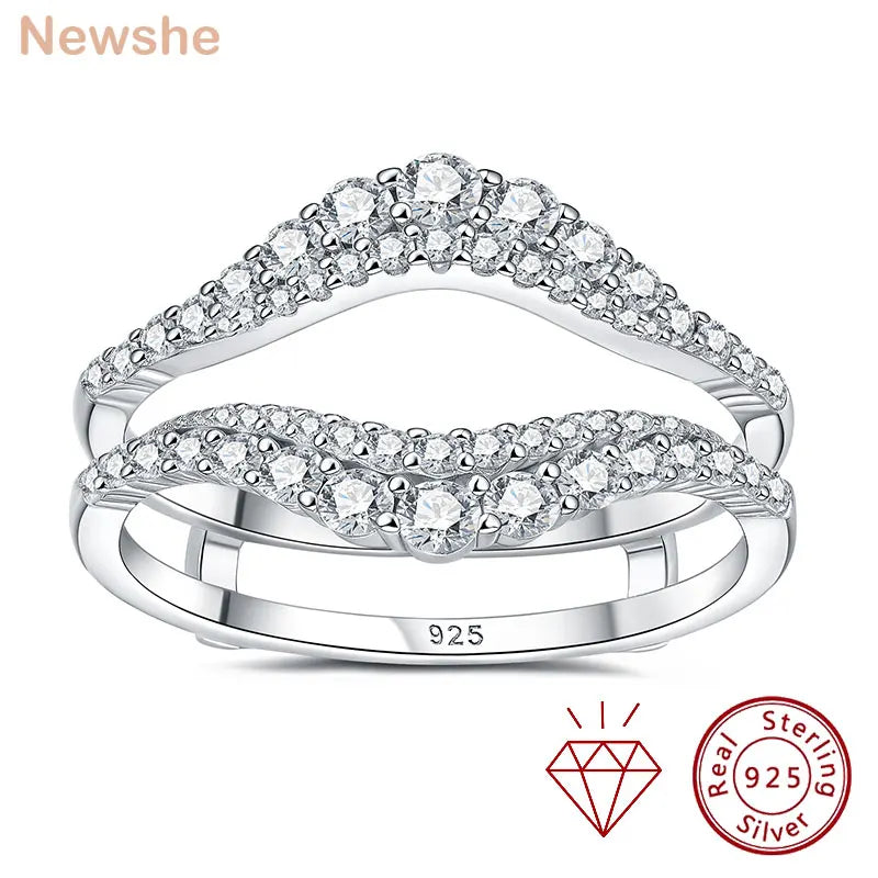 Newshe Certified Moissanite 925 Sterling Silver Ring Enhancer for Women. Engagement, Wedding Band Size 5-10