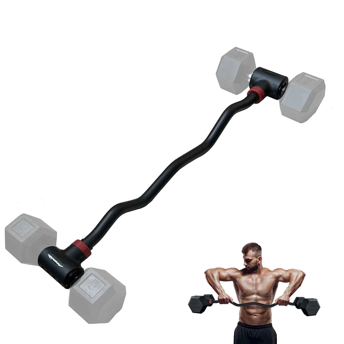 Adjustable Dumbbell Converter to Barbell Set and Kettlebell for Home Fitness. Adjustable Up to 200lb Capacity Weight Barbell