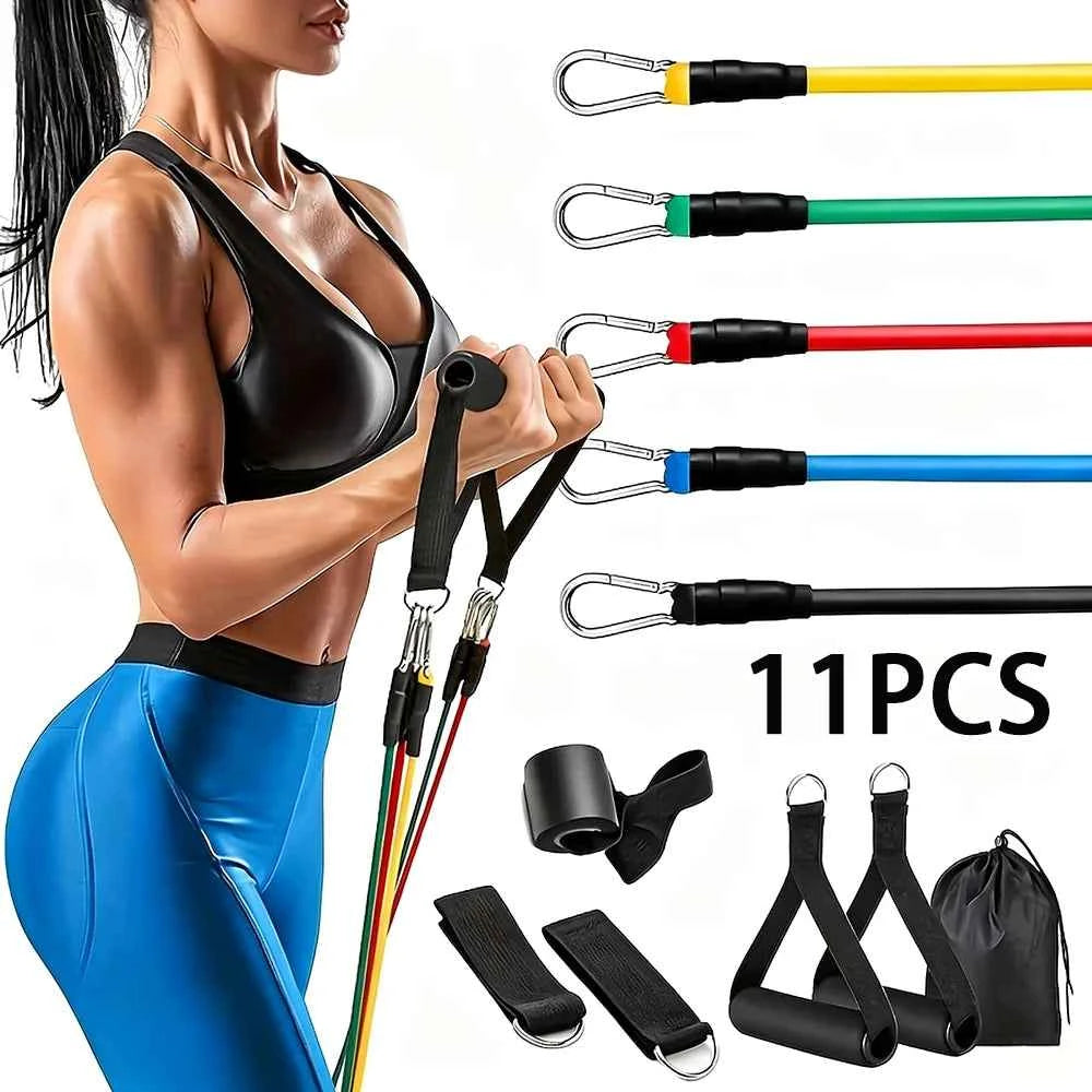 Resistance Band Set with Door Anchor,Exercise Bands,Handles,Handbag,Thigh Band And Ankle Strap,for Yoga,Pilates,Fitness Training