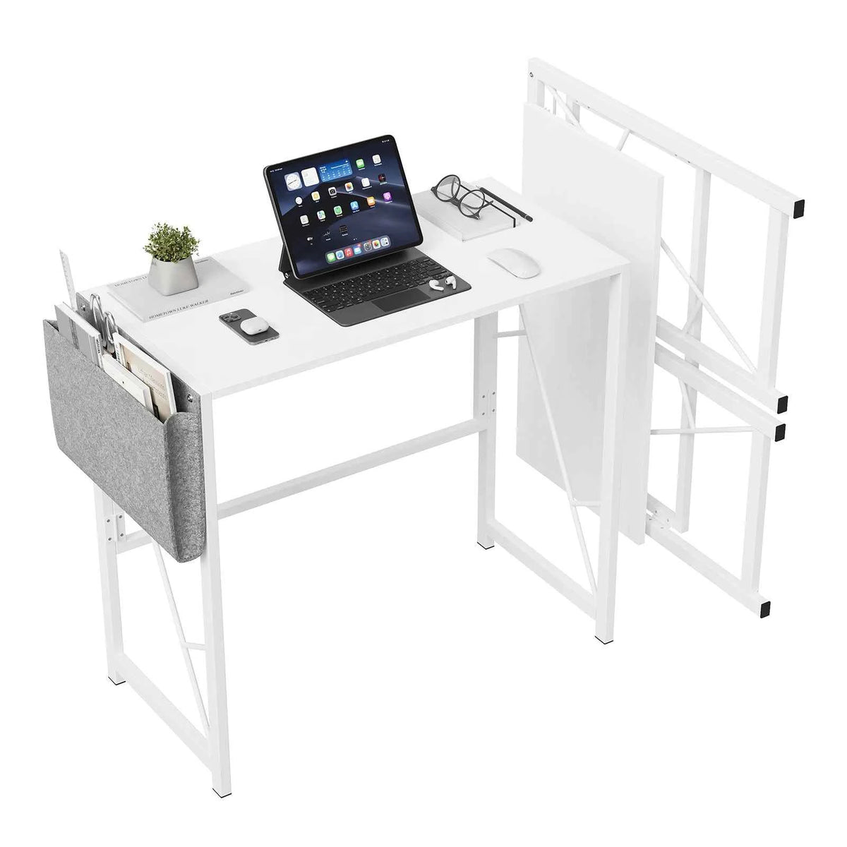 31.5inch Folding  Desk with Headphone Hook & Storage Bag,  Desks for Small Spaces, Bedroom, Apartment, Easy to Fold