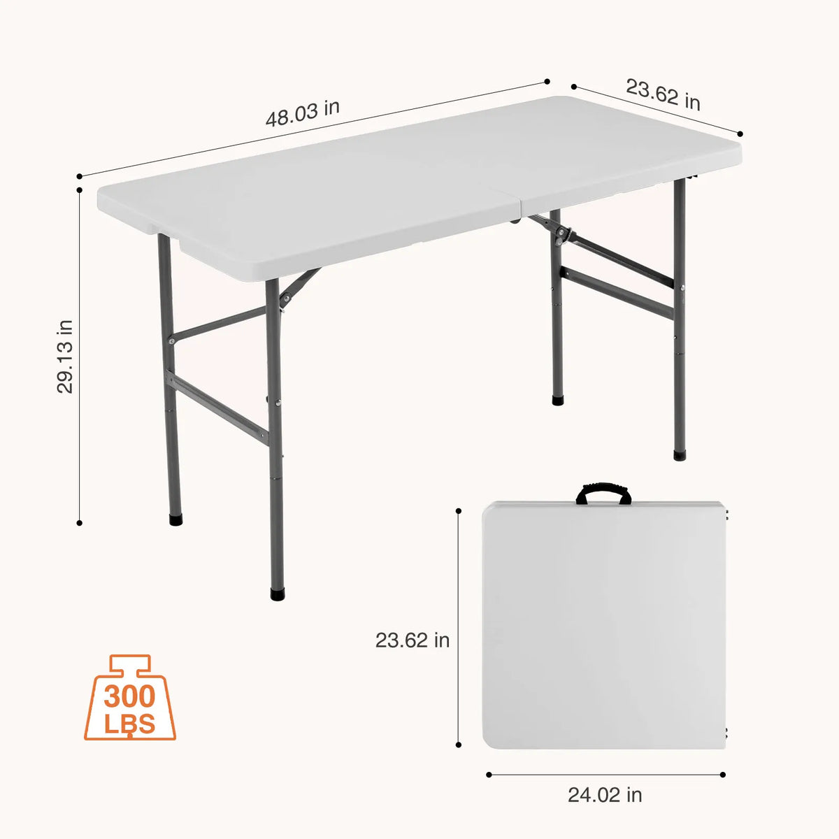 JHK 4/6/8 FT Portable Folding Outdoor Indoor Table. Heavy Duty Foldable Table with Carrying Handle. Safety Lock For Camping, Picnic, Dining - Myaccessoriesstore