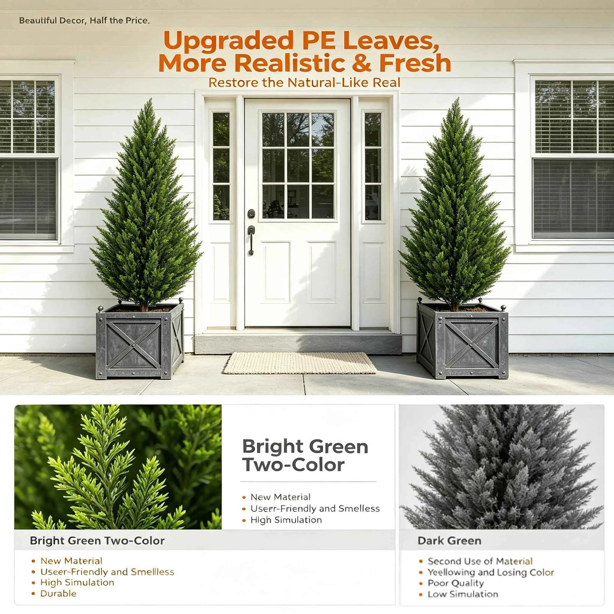 Artificial Cedar Topiary Tree 2/3/4/5/6FT. Faux Evergreen Cypress Plant with Realistic Green Leaves, Outdoor Fake Shrub Bush .