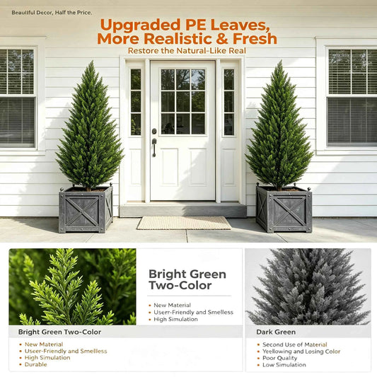 Artificial Cedar Topiary Tree 2/3/4/5/6FT. Faux Evergreen Cypress Plant with Realistic Green Leaves, Outdoor Fake Shrub Bush .