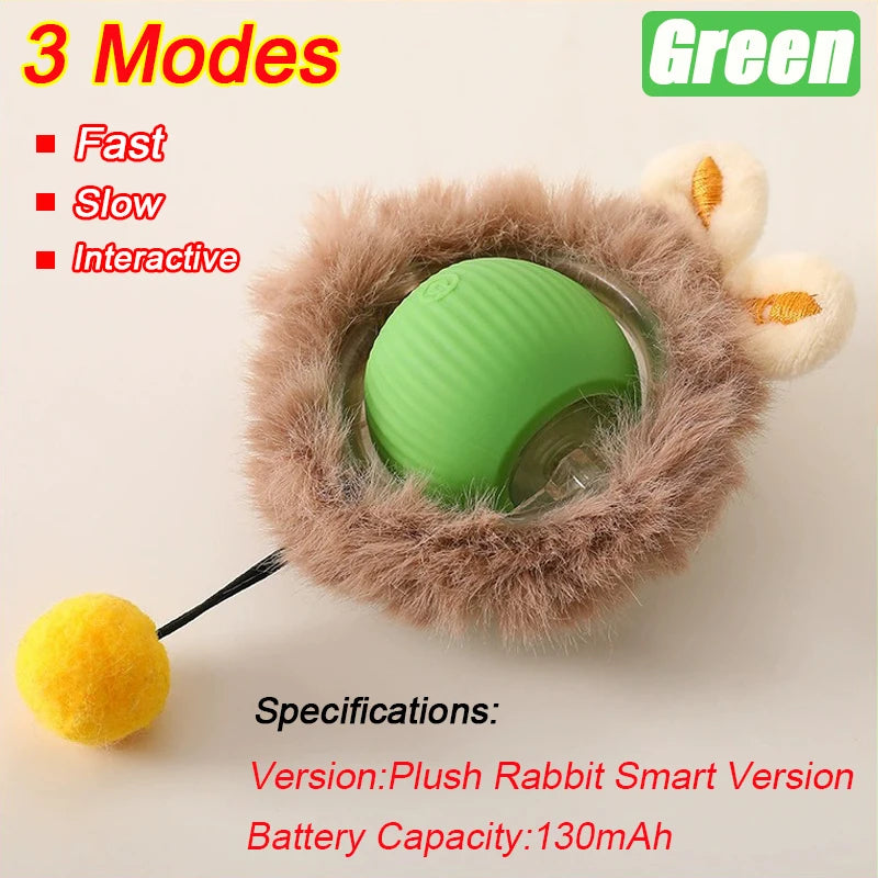 New Cat Interactive Ball Toy with Automatic Rolling Ball & Faux Tail. Rechargeable, Smart Pet Electric Toy for Dogs & Cats