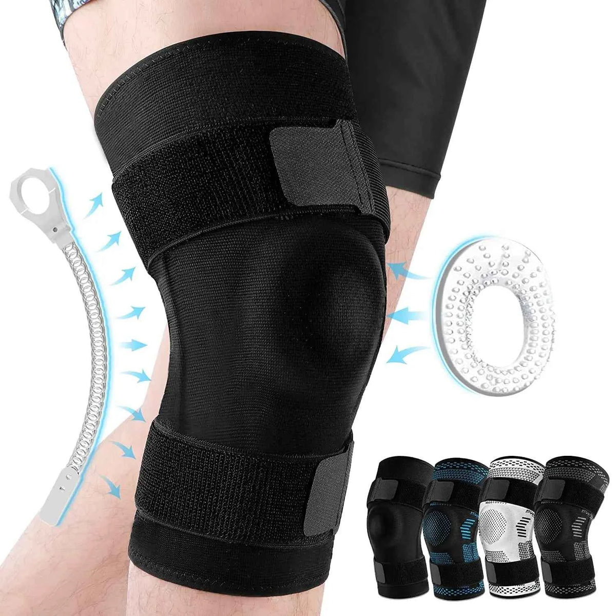 Sports Knee Pads for Knee Pain. Meniscus Tear Injury. Recovery with Side Stabilizers. Patella Gel Knee Support. Compression Sleeve