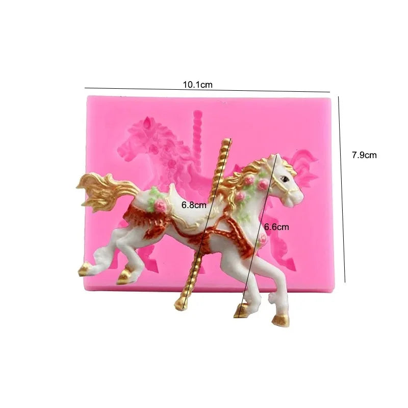 Carousel Horse Silicone Resin Molds. Gum Paste Chocolate Fondant Mould For Cake Decorating, Cupcake Topper. Baby Shower Party Tools
