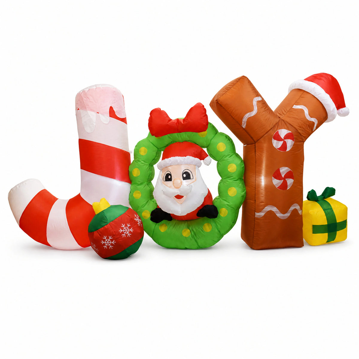 6ft Giant Lighted Christmas Inflatable JOY Sign  Outdoor Decoration. Waterproof Polyester Taffeta. Blow Up Yard Prop Holiday signs.