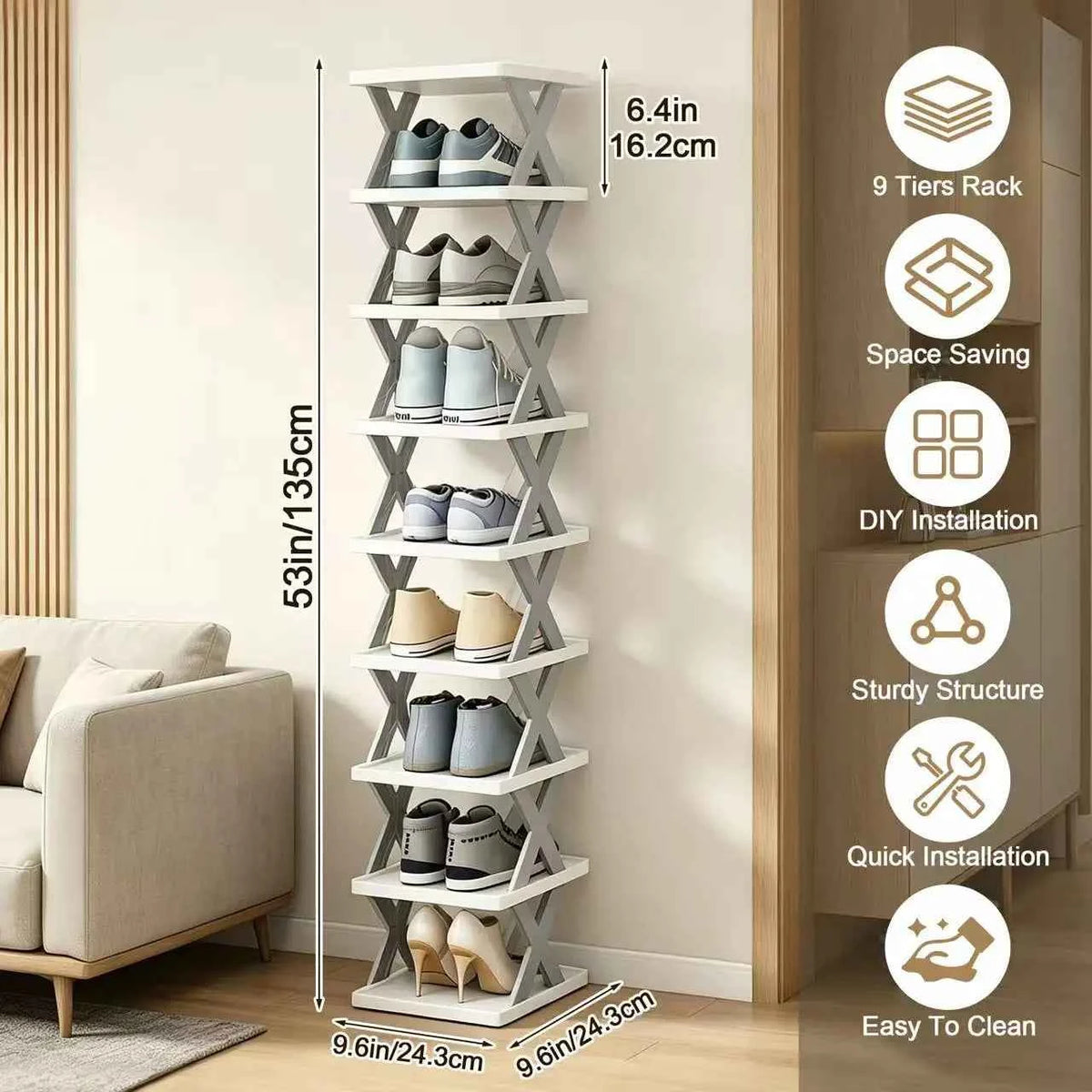 Quick Assembly No Tools  Shelf, Vertical Multi  Organizer for Small Space. Foldable